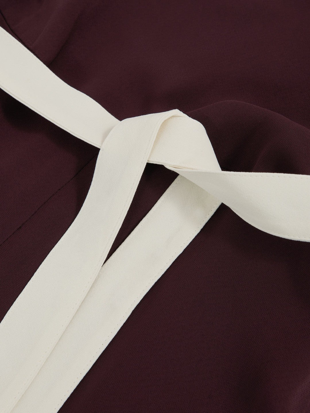 Reiss Colourblock Wide Leg Belted Jumpsuit in Burgundy/Cream