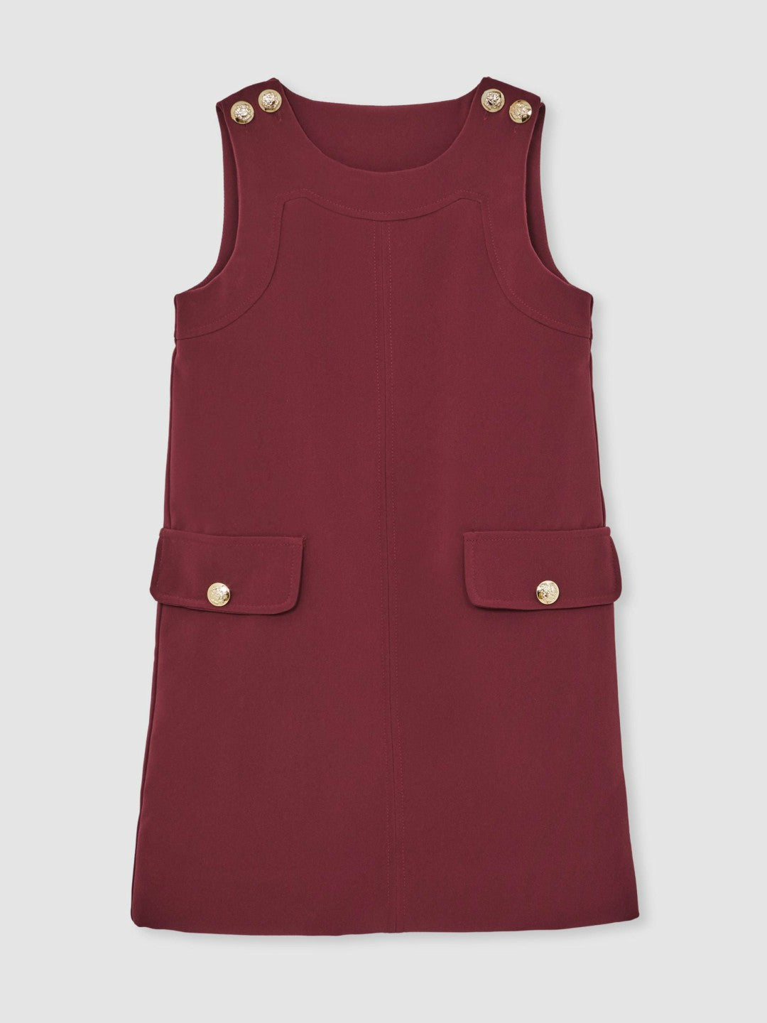 Reiss 13-14 yrs Button-Detail Sleeveless Shift Dress in Berry