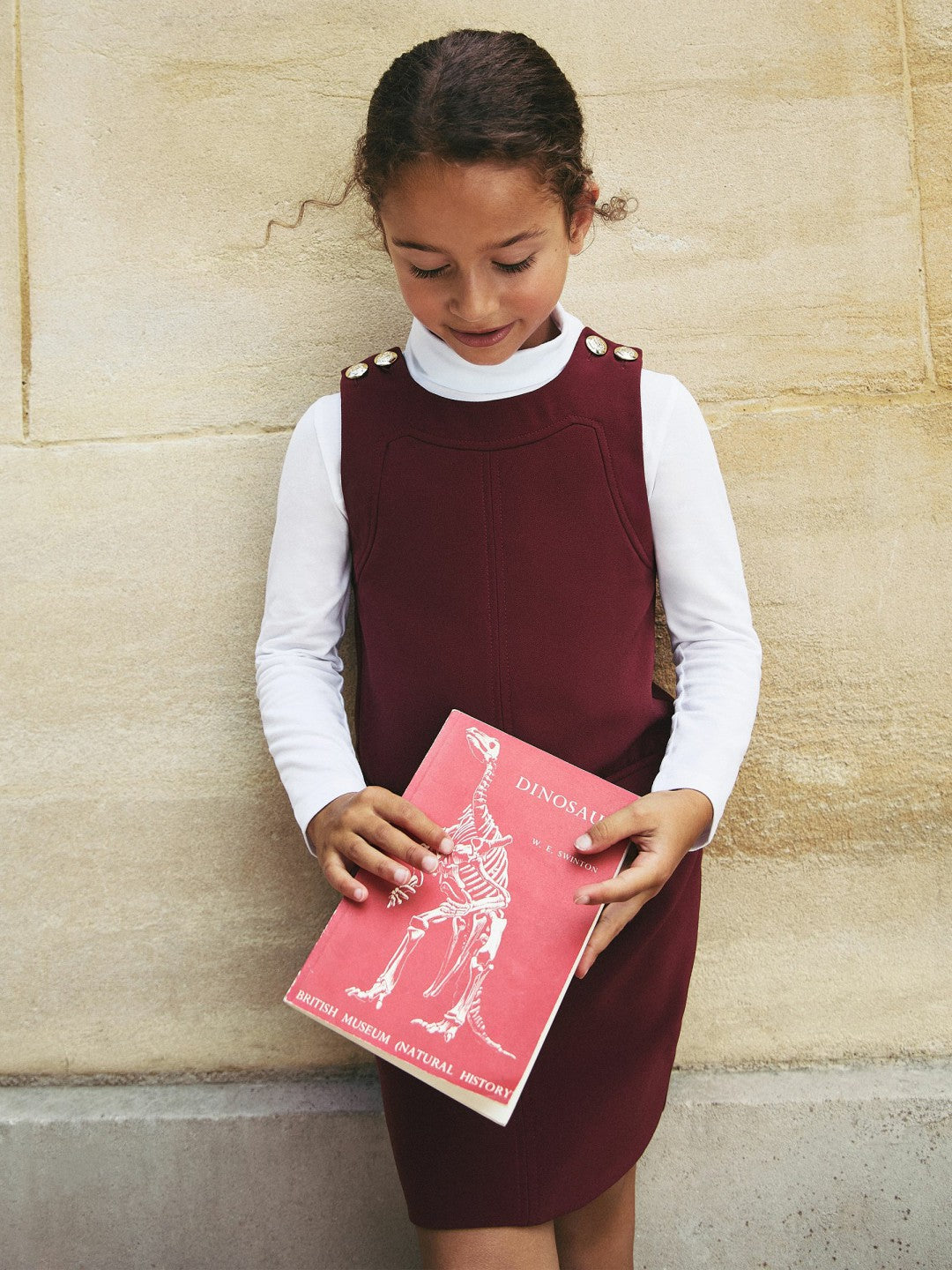 Reiss 13-14 yrs Button-Detail Sleeveless Shift Dress in Berry