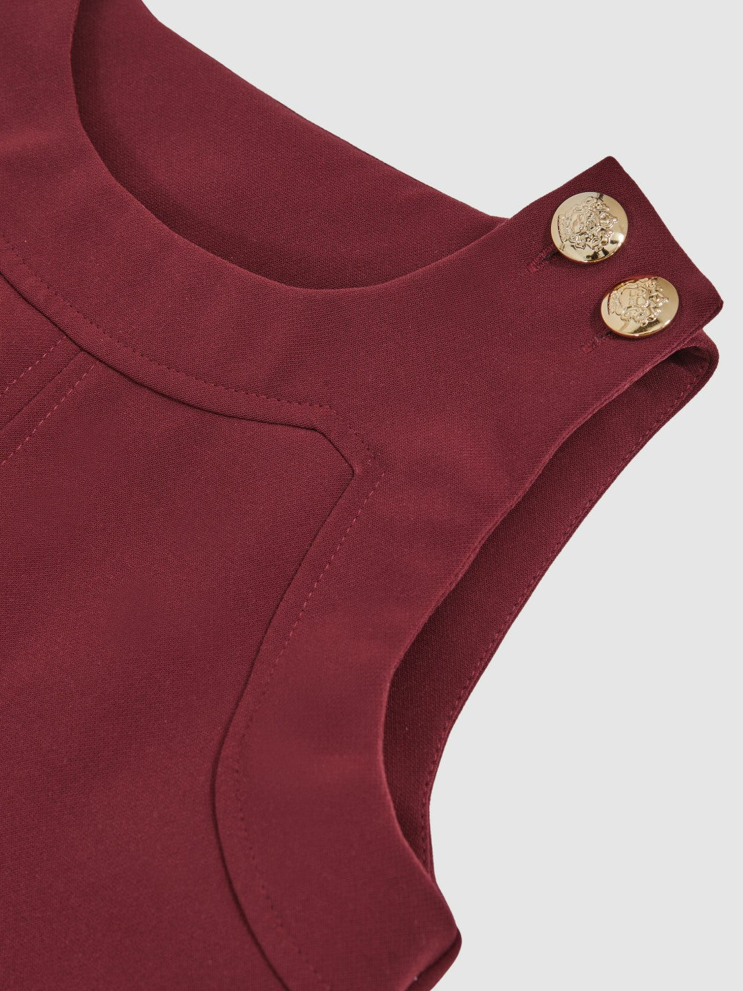 Reiss 13-14 yrs Button-Detail Sleeveless Shift Dress in Berry