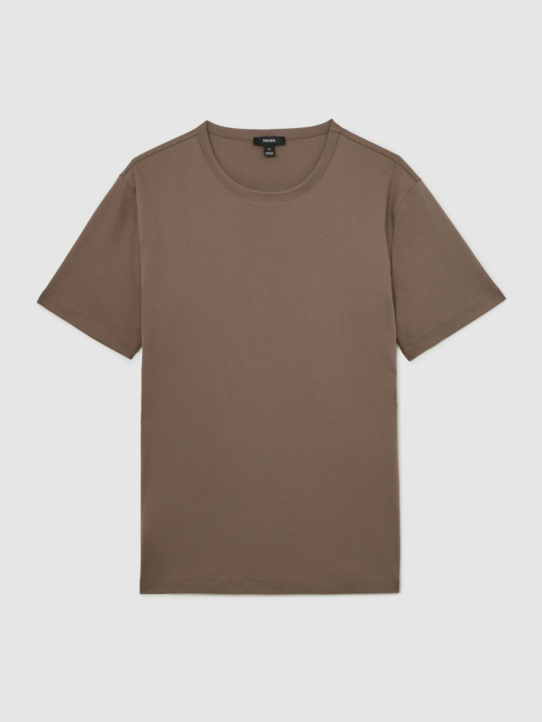 Reiss Airwater-Cotton Crew-Neck T-Shirt in Taupe Brown