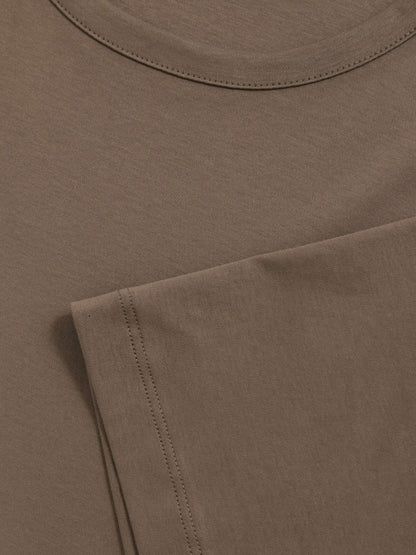 Reiss Airwater-Cotton Crew-Neck T-Shirt in Taupe Brown