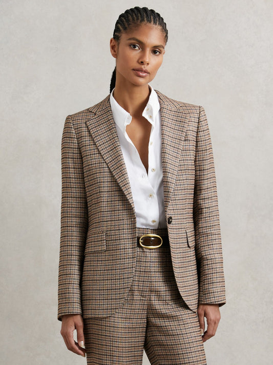 Reiss Jacket in Neutral Check