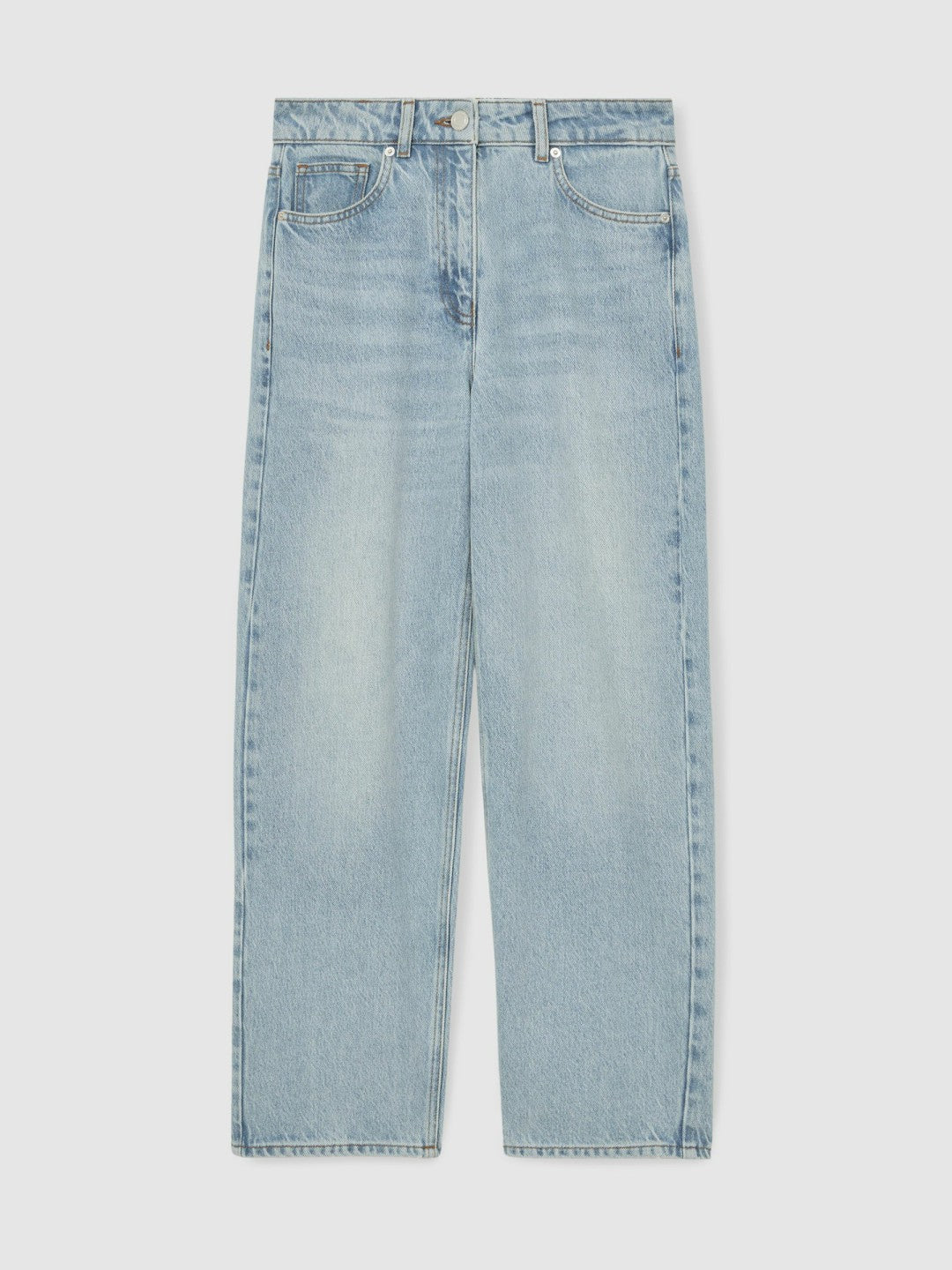 Reiss Petite Mid-Rise Straight-Leg Jeans in Pale Blue