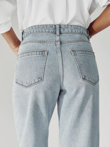 Reiss Petite Mid-Rise Straight-Leg Jeans in Pale Blue
