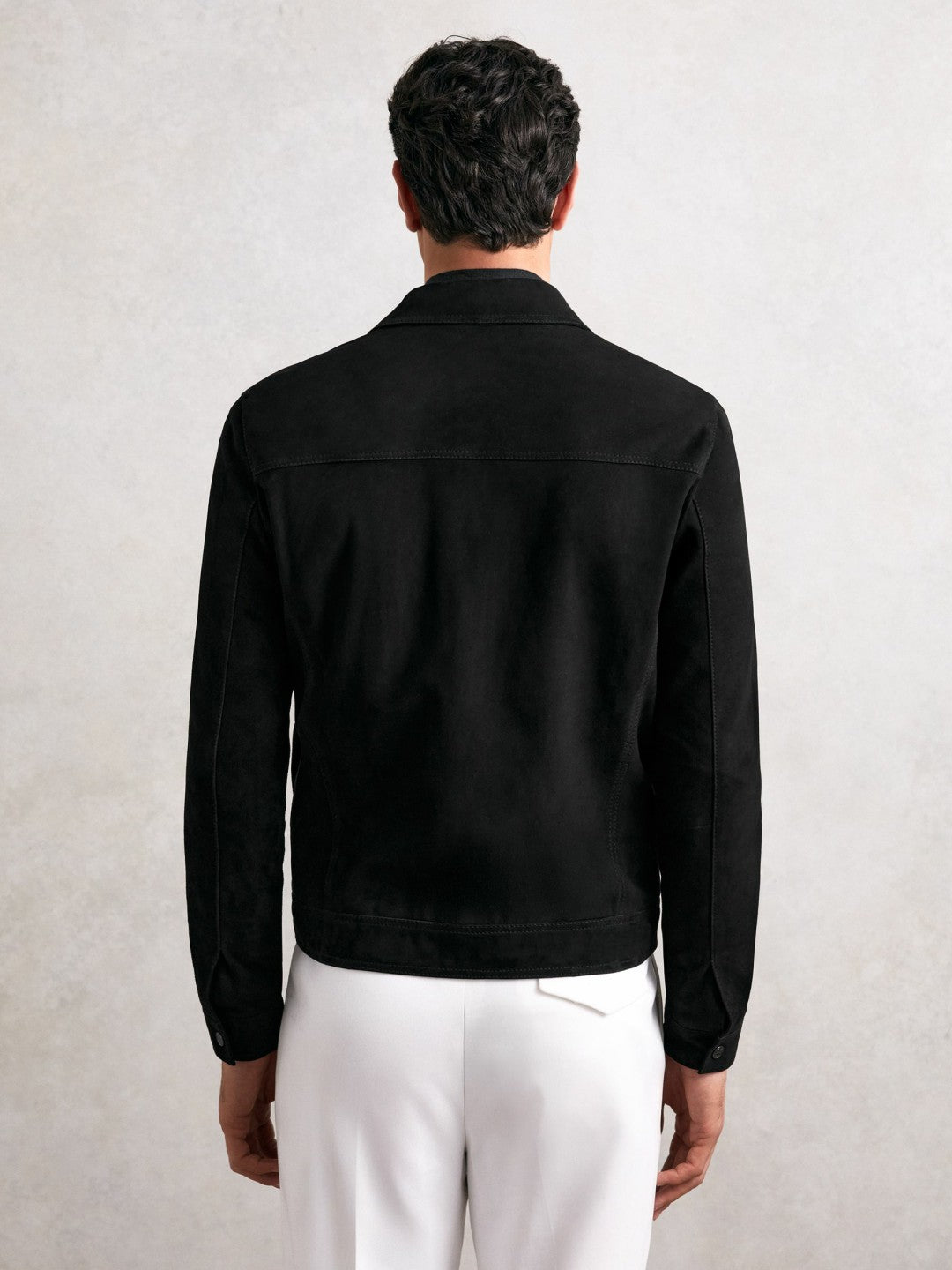 Reiss Suede Zip Through Jacket in Black