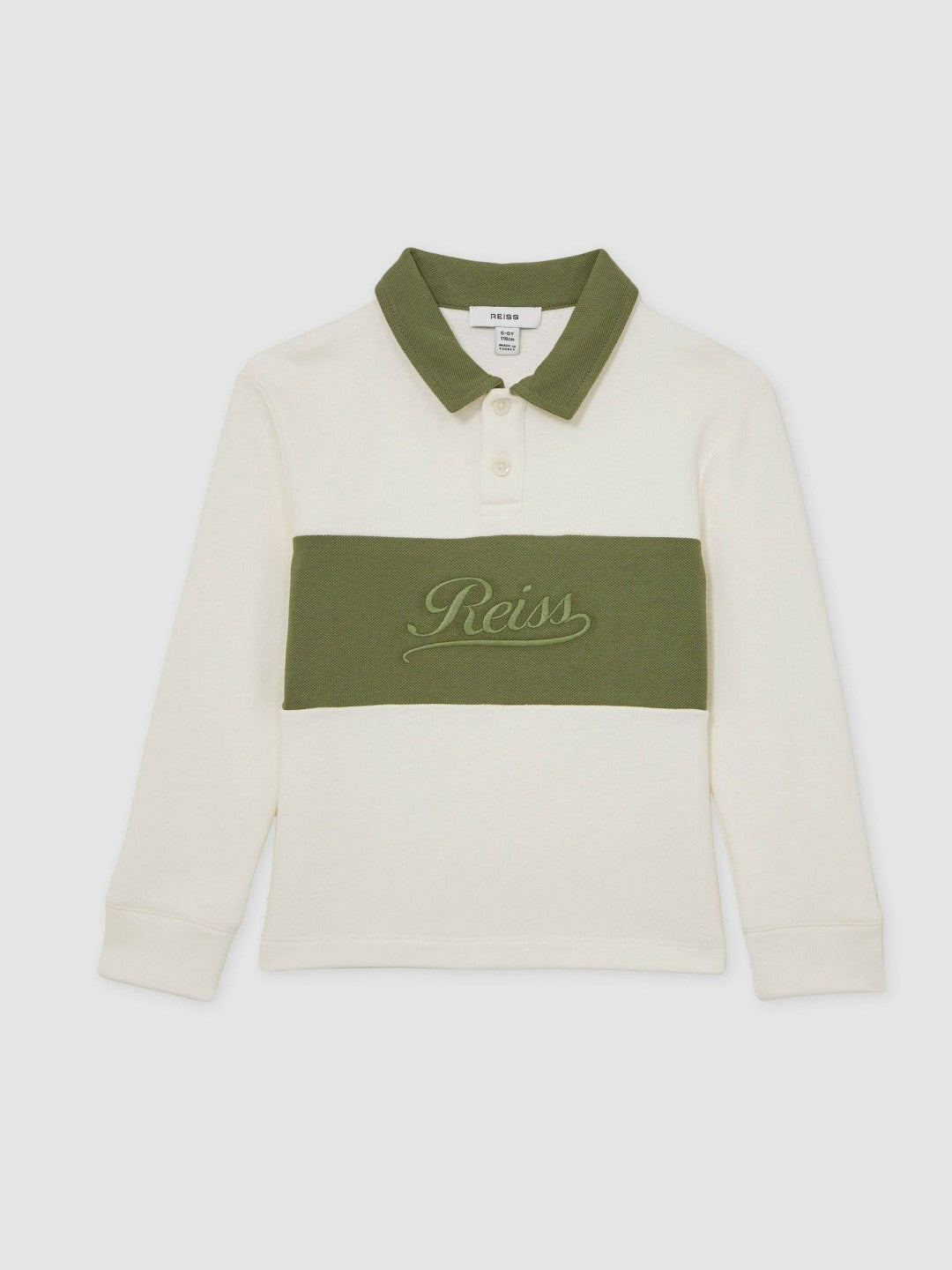 Reiss 3-9 yrs Cotton Logo-Embroidery Rugby Polo Shirt in Forset Green/White