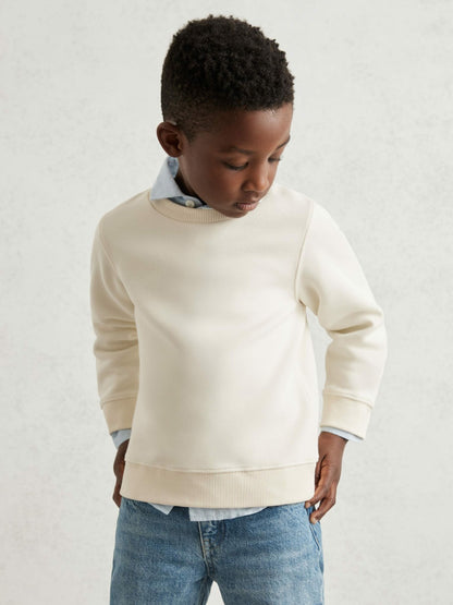 Reiss 3-9 yrs Cotton-Blend Textured Sweatshirt in Off White