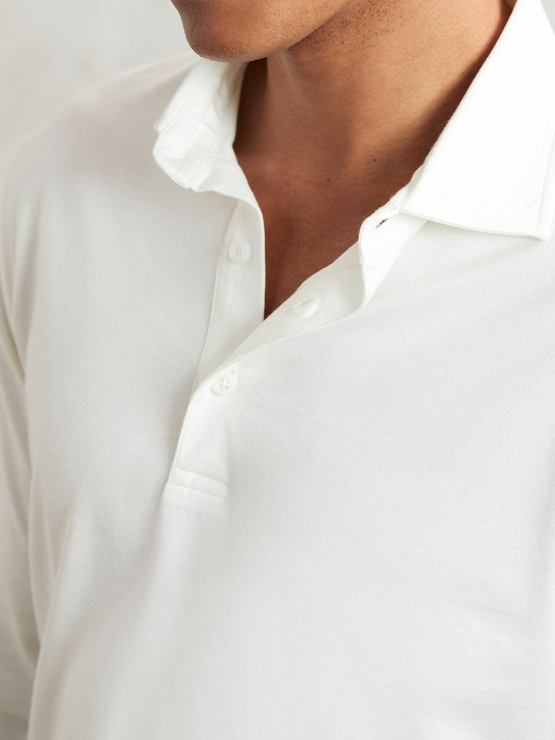 Reiss Cotton-Jersey Long Sleeve Polo Shirt in White