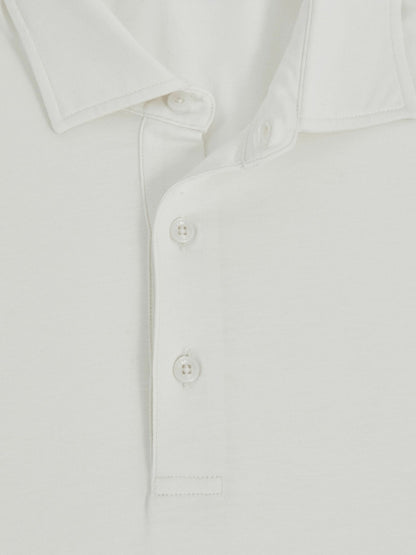 Reiss Cotton-Jersey Long Sleeve Polo Shirt in White