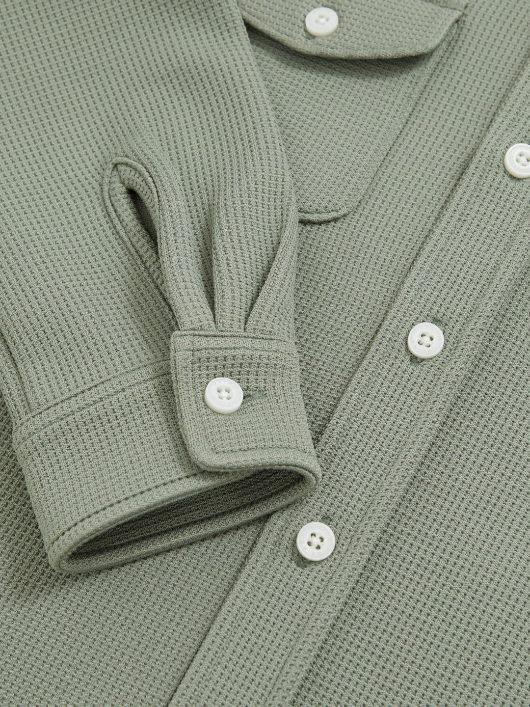 Reiss 13-14 yrs Waffle-Textured Twin-Pocket Overshirt in Sage