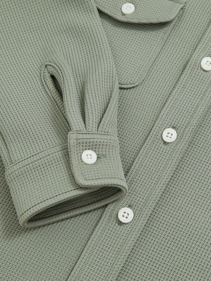 Reiss 13-14 yrs Waffle-Textured Twin-Pocket Overshirt in Sage