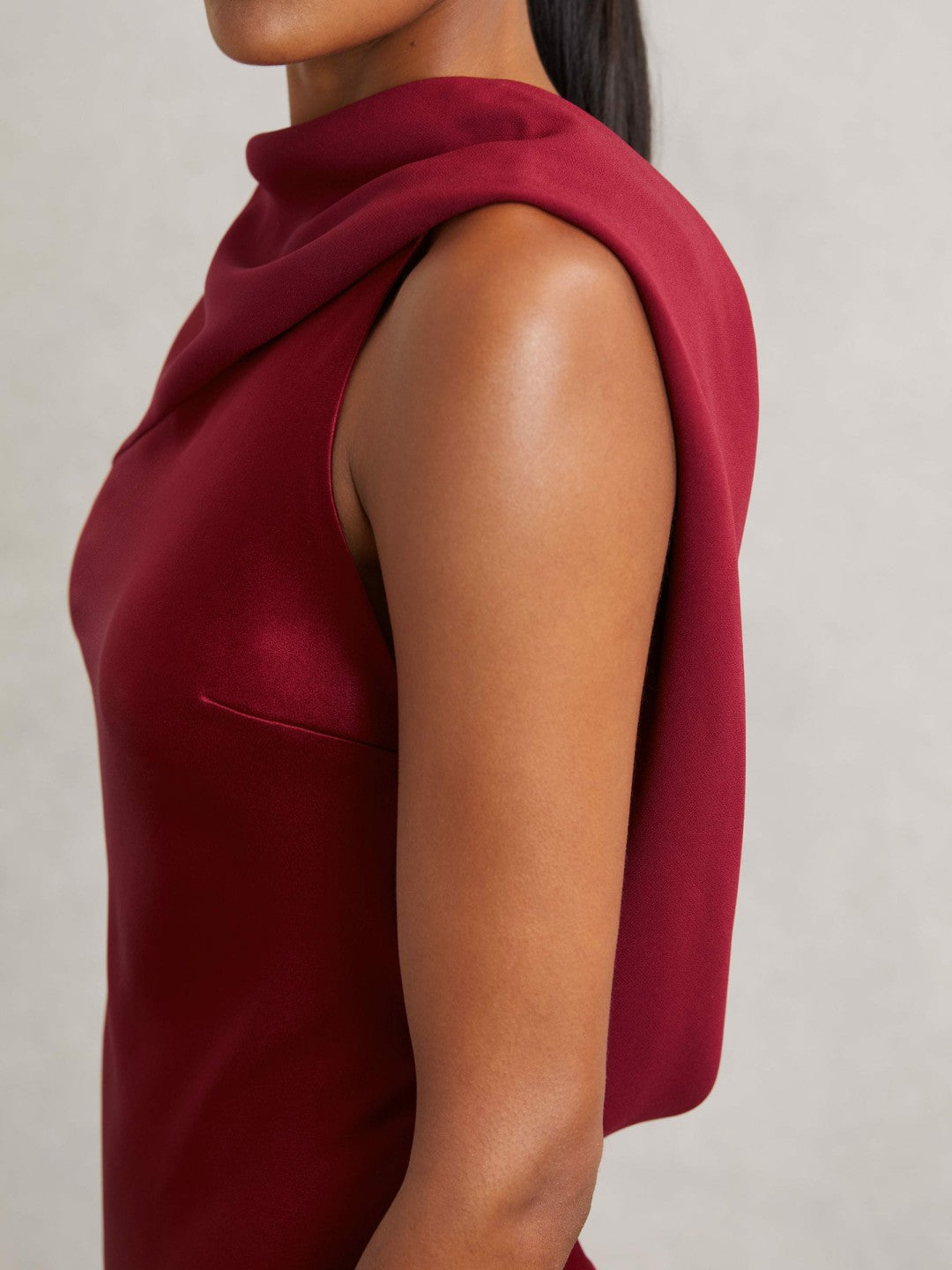Reiss Back Detail Midi Dress in Red